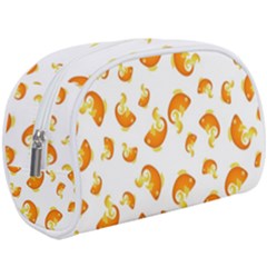 Orange Goldfish Pattern Makeup Case (large) by SpinnyChairDesigns