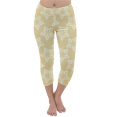 Gold Stars Pattern Capri Winter Leggings 