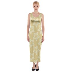 Gold Stars Pattern Fitted Maxi Dress by SpinnyChairDesigns