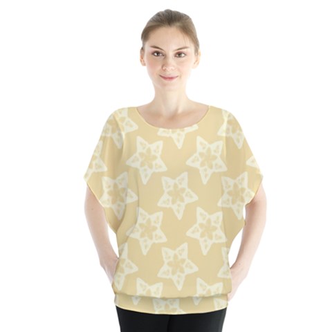 Gold Stars Pattern Batwing Chiffon Blouse by SpinnyChairDesigns