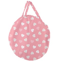 Cute Pink and White Hearts Giant Round Zipper Tote