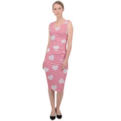 Cute Pink and White Hearts Sleeveless Pencil Dress