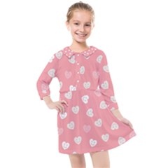 Cute Pink and White Hearts Kids  Quarter Sleeve Shirt Dress