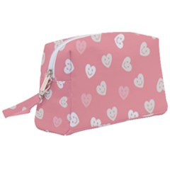 Cute Pink and White Hearts Wristlet Pouch Bag (Large)