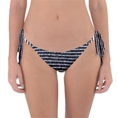 Black And White Abstract Grunge Stripes Reversible Bikini Bottom by SpinnyChairDesigns