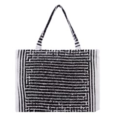 Black And White Abstract Grunge Stripes Medium Tote Bag by SpinnyChairDesigns