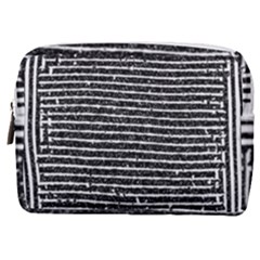 Black And White Abstract Grunge Stripes Make Up Pouch (medium) by SpinnyChairDesigns