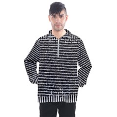 Black And White Abstract Grunge Stripes Men s Half Zip Pullover by SpinnyChairDesigns