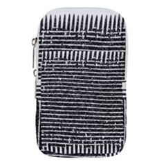 Black And White Abstract Grunge Stripes Waist Pouch (large) by SpinnyChairDesigns