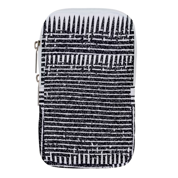 Black and White Abstract Grunge Stripes Waist Pouch (Large)