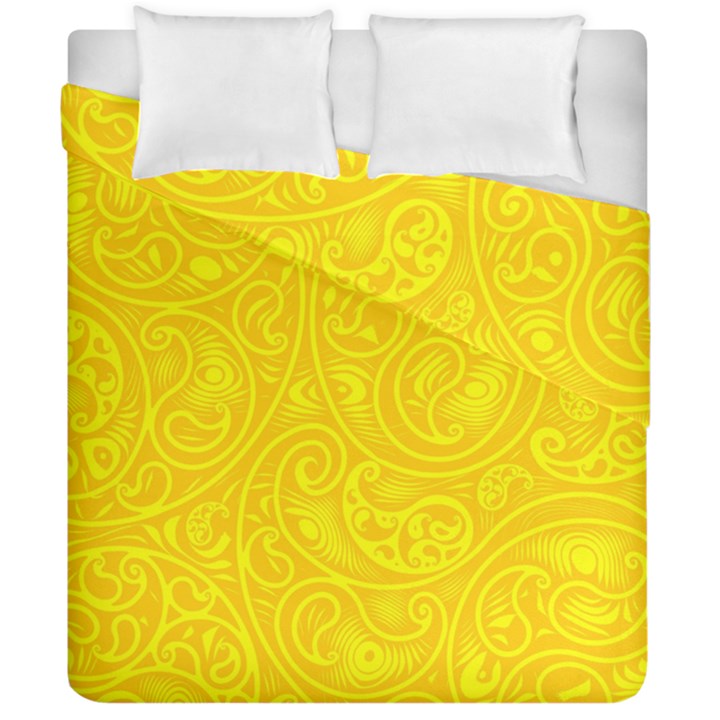 Bright Yellow Gold Paisley Pattern Duvet Cover Double Side (California King Size)