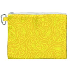 Bright Yellow Gold Paisley Pattern Canvas Cosmetic Bag (xxl) by SpinnyChairDesigns