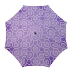 Purple Hearts Pattern Golf Umbrellas by SpinnyChairDesigns