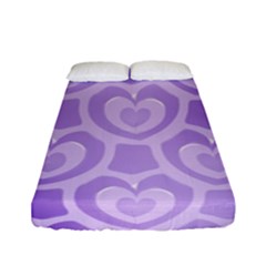 Purple Hearts Pattern Fitted Sheet (full/ Double Size) by SpinnyChairDesigns