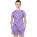 Purple Hearts Pattern Women s Tee and Shorts Set View1