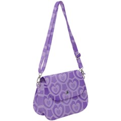 Purple Hearts Pattern Saddle Handbag by SpinnyChairDesigns