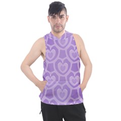 Purple Hearts Pattern Men s Sleeveless Hoodie by SpinnyChairDesigns