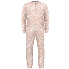 Barely There White Paisley Pattern Onepiece Jumpsuit (men)  by SpinnyChairDesigns