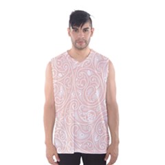 Barely There White Paisley Pattern Men s Basketball Tank Top by SpinnyChairDesigns