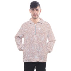 Barely There White Paisley Pattern Men s Half Zip Pullover by SpinnyChairDesigns