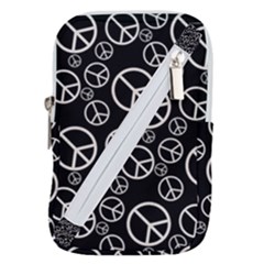 Black And White Peace Symbols Belt Pouch Bag (small) by SpinnyChairDesigns