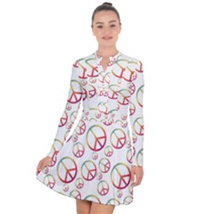 Colorful Rainbow Peace Symbols Long Sleeve Panel Dress by SpinnyChairDesigns