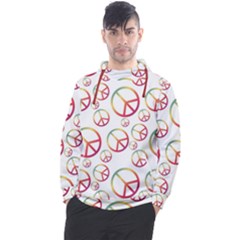 Colorful Rainbow Peace Symbols Men s Pullover Hoodie by SpinnyChairDesigns