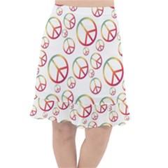 Colorful Rainbow Peace Symbols Fishtail Chiffon Skirt by SpinnyChairDesigns