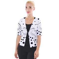 Abstract Black And White Polka Dots Cropped Button Cardigan by SpinnyChairDesigns