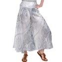 White Silver Swirls Pattern Satin Palazzo Pants View1