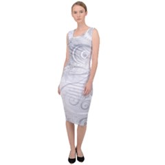 White Silver Swirls Pattern Sleeveless Pencil Dress by SpinnyChairDesigns