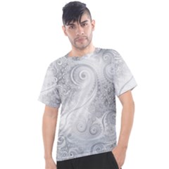 White Silver Swirls Pattern Men s Sport Top by SpinnyChairDesigns