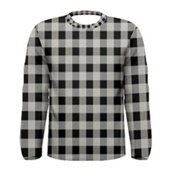 Black And White Buffalo Plaid Men s Long Sleeve Tee by SpinnyChairDesigns