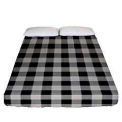 Black And White Buffalo Plaid Fitted Sheet (california King Size) by SpinnyChairDesigns