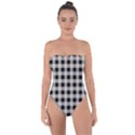 Black and White Buffalo Plaid Tie Back One Piece Swimsuit View1