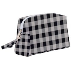 Black And White Buffalo Plaid Wristlet Pouch Bag (large) by SpinnyChairDesigns