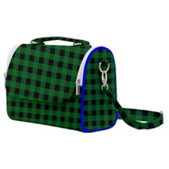 Black Dark Green Buffalo Plaid Satchel Shoulder Bag by SpinnyChairDesigns