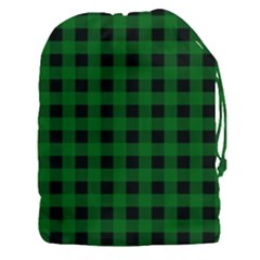 Black Dark Green Buffalo Plaid Drawstring Pouch (3xl)