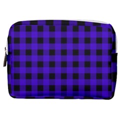 Dark Blue Black Buffalo Plaid Make Up Pouch (medium)