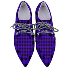 Dark Blue Black Buffalo Plaid Pointed Oxford Shoes by SpinnyChairDesigns