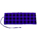 Dark Blue Black Buffalo Plaid Roll Up Canvas Pencil Holder (S) View1