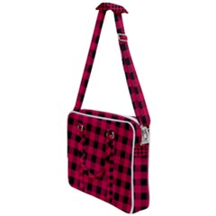 Dark Pink Black Buffalo Plaid Cross Body Office Bag by SpinnyChairDesigns