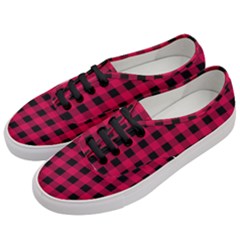 Dark Pink Black Buffalo Plaid Women s Classic Low Top Sneakers by SpinnyChairDesigns