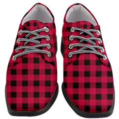 Dark Pink Black Buffalo Plaid Women Heeled Oxford Shoes by SpinnyChairDesigns