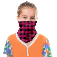 Dark Pink Black Buffalo Plaid Face Covering Bandana (kids)