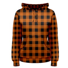 Orange Black Buffalo Plaid Women s Pullover Hoodie