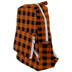 Orange Black Buffalo Plaid Travelers  Backpack by SpinnyChairDesigns
