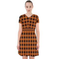 Orange Black Buffalo Plaid Adorable In Chiffon Dress by SpinnyChairDesigns