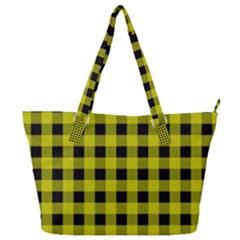 Yellow Black Buffalo Plaid Full Print Shoulder Bag by SpinnyChairDesigns