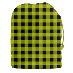 Yellow Black Buffalo Plaid Drawstring Pouch (3xl)